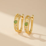Boucles d'Oreilles en Jade Vert, Argent 925 ou Plaqué Or - Biloria