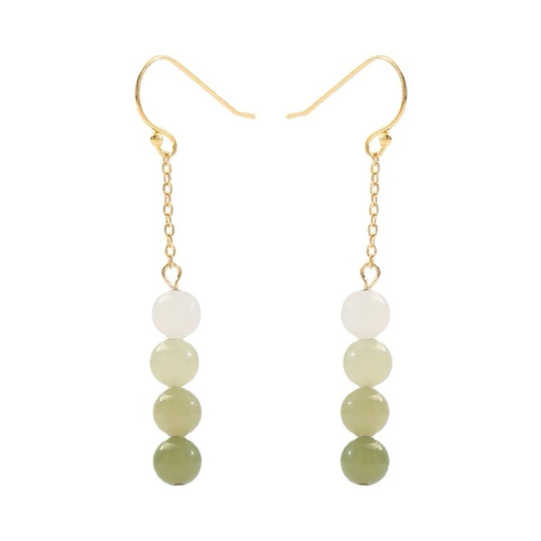 Boucles d'Oreilles en Jade Vert Naturel 5mm Or - Biloria