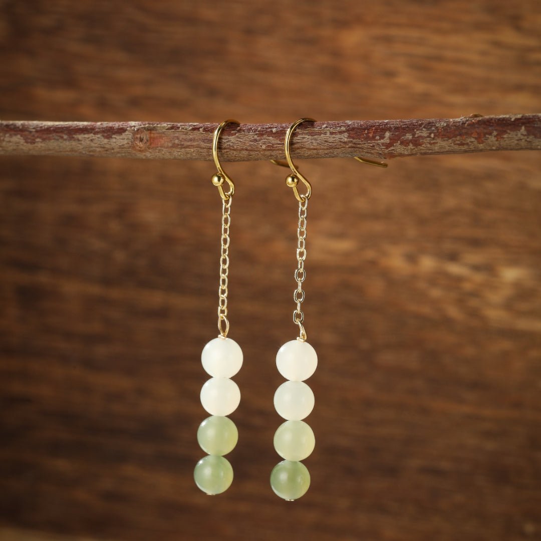 Boucles d'Oreilles en Jade Vert Naturel 5mm Or - Biloria