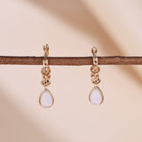 Boucles d'Oreilles en Opale Blanche et Argent Plaqué Or - Biloria
