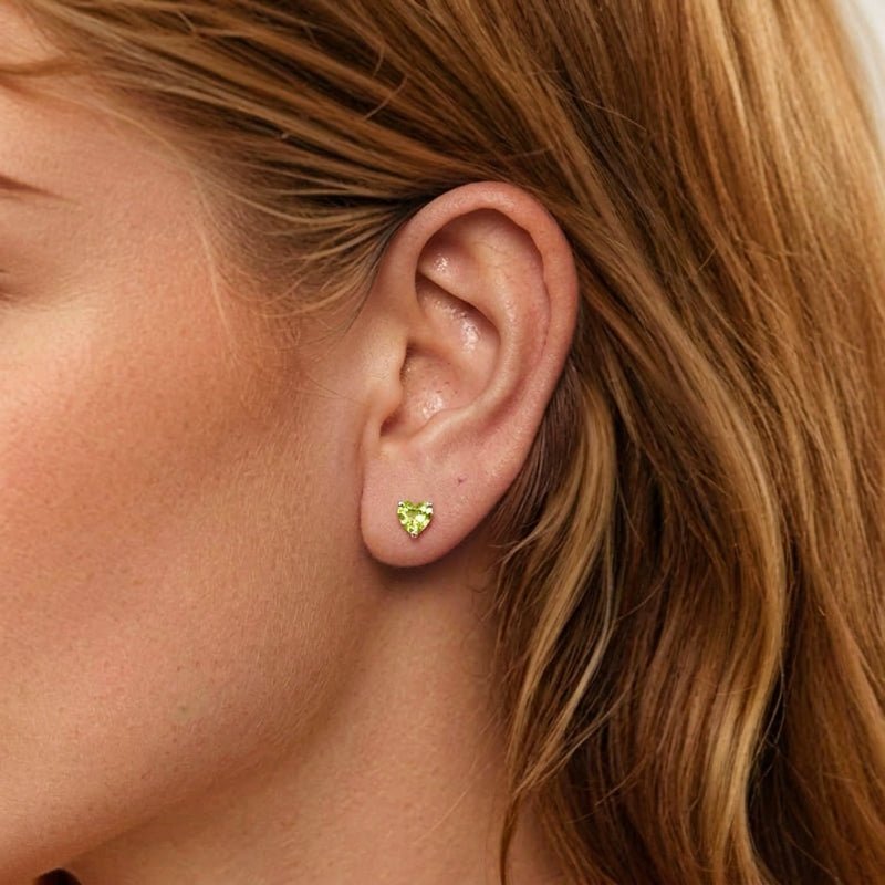 Boucles d'Oreilles en Péridot et Argent 925 – Cœur Verdoyant - Biloria
