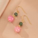 Boucles d'Oreilles en Rhodonite et Jade : Harmonie et Sérénité - Biloria