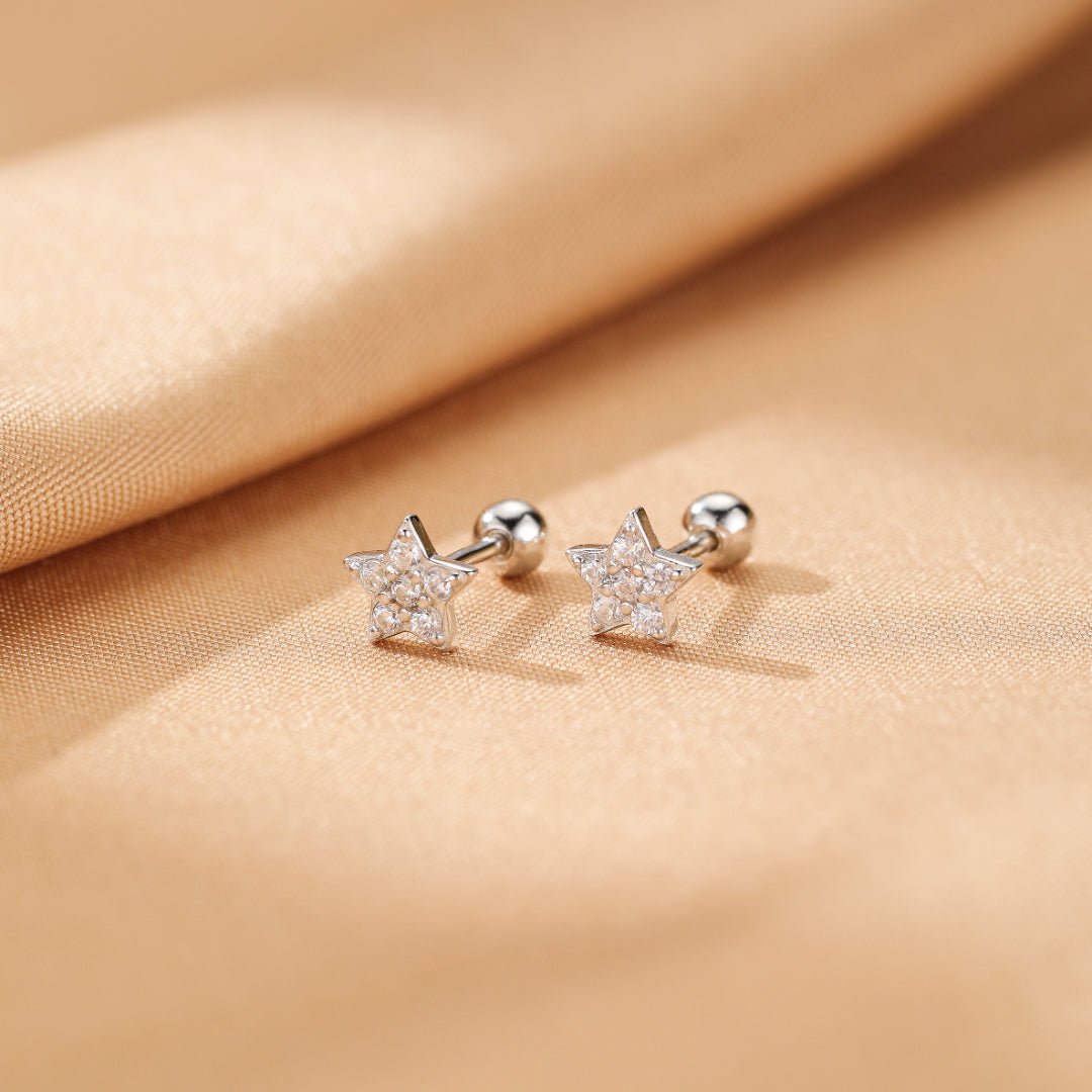 Boucles d'Oreilles Étoile Zircon - Bijou Lumière Céleste Argent 925 - Biloria