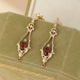 Boucles d'Oreilles Grenat et Zircon – Cadeau Élégant pour Femme - Biloria