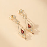 Boucles d'Oreilles Grenat et Zircon – Cadeau Élégant pour Femme - Biloria