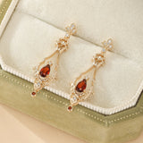Boucles d'Oreilles Grenat et Zircon – Cadeau Élégant pour Femme - Biloria