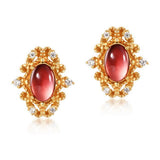 Boucles d'Oreilles Grenat Flamme Rouge - Argent Plaqué Or 10K - Biloria