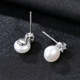 Boucles d'Oreilles Homme Perle Hexagone Argent 925 – Zircon - Biloria