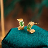 Boucles d'Oreilles Jade Argent Plaqué Or – Cadeau Raffiné - Biloria