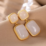 Boucles d'Oreilles Jade – Argent Plaqué Or, Harmonie et Pureté - Biloria
