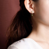 Boucles d'Oreilles Jade & Cœur de Nacre – Argent Plaqué Or - Biloria