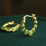 Boucles d'Oreilles Jade Danse Verdoyante Argent Fines - Biloria