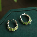 Boucles d'Oreilles Jade Danse Verdoyante Argent Fines - Biloria