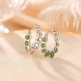 Boucles d'Oreilles Jade Danse Verdoyante Argent Fines - Biloria
