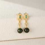 Boucles d'Oreilles Jade et Émeraude Réussite Argent 925 - Biloria