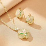 Boucles d'oreilles jade néphrite fleur rose - Argent plaqué or - Biloria