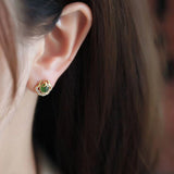Boucles d'Oreilles Jade Nuage de Bonheur en Argent Plaqué Or - Biloria