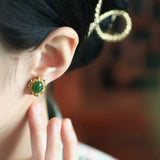Boucles d'Oreilles Jade Nuage de Félicité Argent Plaqué Or - Biloria