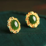 Boucles d'Oreilles Jade Nuage de Félicité Argent Plaqué Or - Biloria
