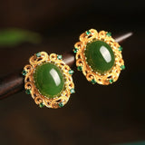 Boucles d'Oreilles Jade Nuage de Félicité Argent Plaqué Or - Biloria