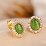 Boucles d'oreilles jade perle argent plaqué or élégance naturelle - Biloria
