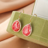 Boucles d'Oreilles Jaspe Rouge en Goutte Laiton Doré - Biloria