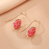 Boucles d'Oreilles Jaspe Rouge en Goutte Laiton Doré - Biloria