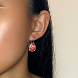Boucles d'Oreilles Jaspe Rouge en Goutte Laiton Doré - Biloria