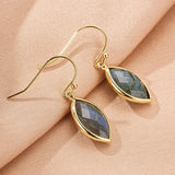 Boucles d'Oreilles Labradorite Feuille | Bijou Protection Lumière - Biloria