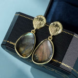 Boucles d'Oreilles Labradorite Laiton – Protection Intuitive - Biloria