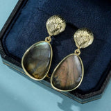 Boucles d'Oreilles Labradorite Laiton – Protection Intuitive - Biloria