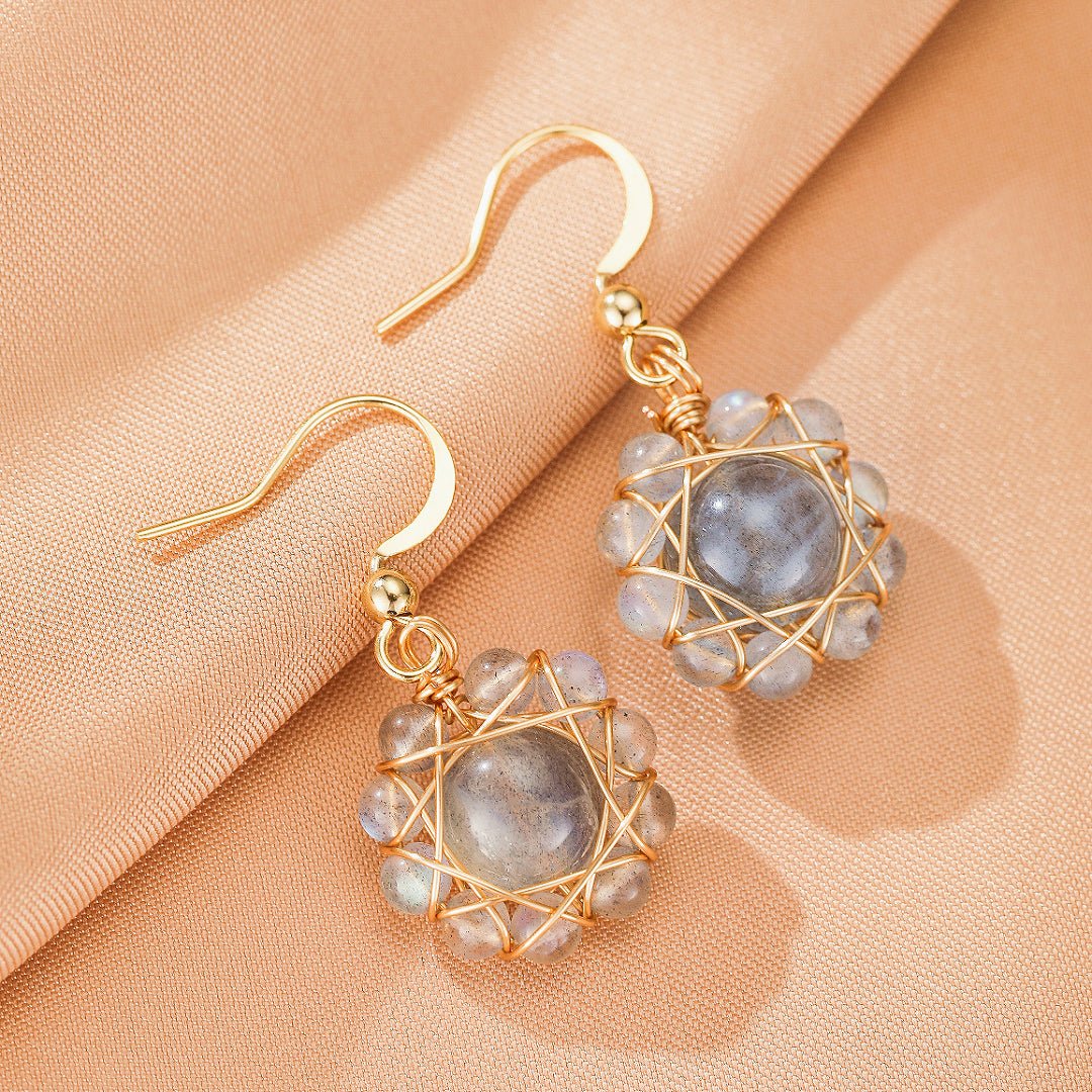 Boucles d'Oreilles Labradorite Sphère Céleste - Biloria