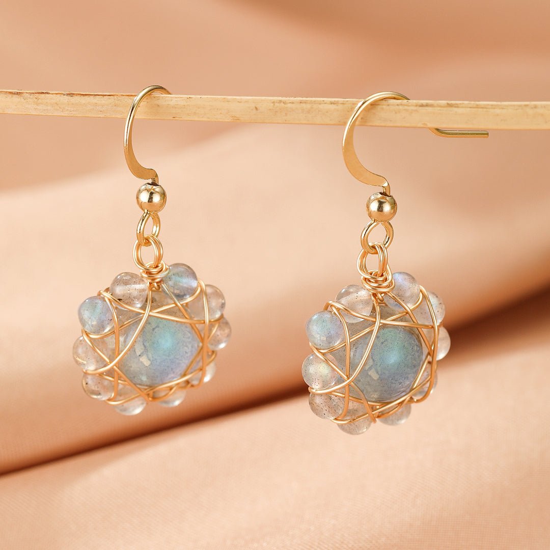 Boucles d'Oreilles Labradorite Sphère Céleste - Biloria