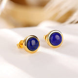 Boucles d'Oreilles Lapis Lazuli Argent Plaqué Or Énergie et Clarté - Biloria