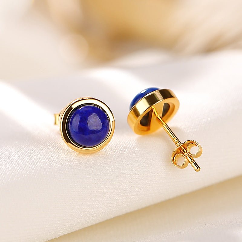 Boucles d'Oreilles Lapis Lazuli Argent Plaqué Or Énergie et Clarté - Biloria