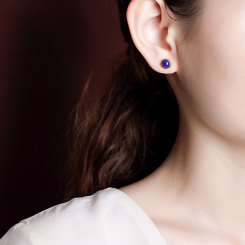 Boucles d'Oreilles Lapis Lazuli Argent Plaqué Or Énergie et Clarté - Biloria