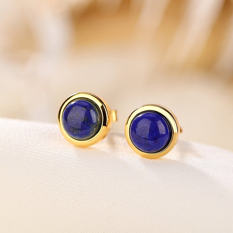 Boucles d'Oreilles Lapis Lazuli Argent Plaqué Or Énergie et Clarté - Biloria
