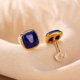 Boucles d'Oreilles Lapis Lazuli – Confiance, Argent Plaqué - Biloria