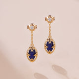 Boucles d'Oreilles Lapis Lazuli et Quartz Clair Argent Plaqué Or - Biloria