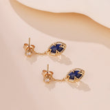 Boucles d'Oreilles Lapis Lazuli et Quartz Clair Argent Plaqué Or - Biloria