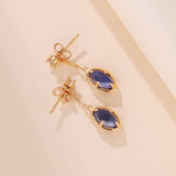 Boucles d'Oreilles Lapis Lazuli et Quartz Clair Argent Plaqué Or - Biloria