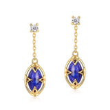 Boucles d'Oreilles Lapis Lazuli et Quartz Clair Argent Plaqué Or - Biloria