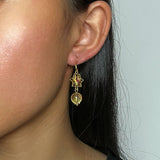 Boucles d'Oreilles Lotus Citrine – Argent Plaqué Or - Biloria