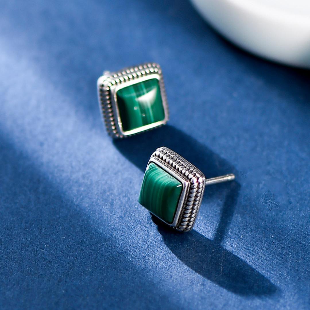Boucles d'Oreilles Malachite Argent 925 – Bijou Renouveau - Biloria