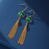 Boucles d'Oreilles Malachite – Argent Plaqué Or, Lithothérapie - Biloria