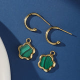 Boucles d'Oreilles Malachite Étoile Fleur Argent Plaqué Or - Biloria