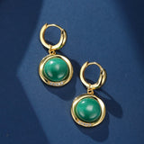 Boucles d'Oreilles Malachite Harmonie Verte Argent Plaqué Or - Biloria