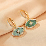 Boucles d'oreilles Malachite Œil Solaire – Argent Plaqué Or - Biloria