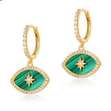 Boucles d'oreilles Malachite Œil Solaire – Argent Plaqué Or - Biloria
