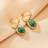 Boucles d'oreilles Malachite ovale argent 925 - Bijou lithothérapie - Biloria